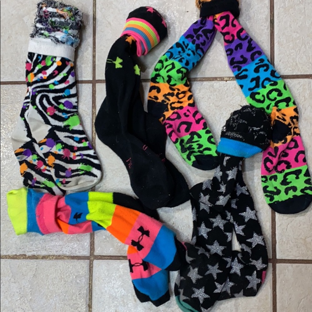 5 pairs of crazy athletic socks. Sz ML.